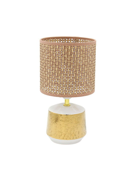 Keskor Ceramic Table Lamp for E27 Socket with White Shade and Base