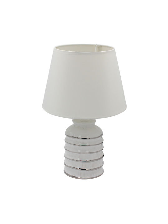 Keskor Ceramic Table Lamp for E14 Fitting with White Shade and Base
