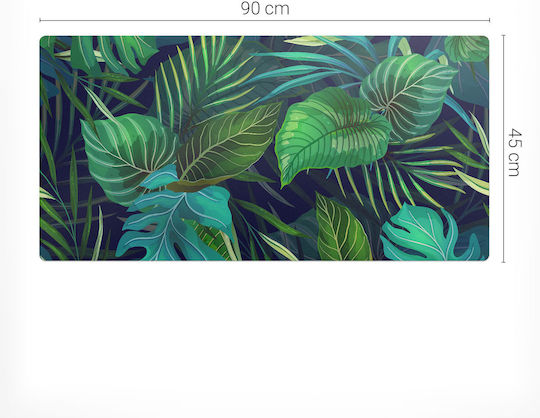 Protective Vinyl Mat Modern Tropical Leaves Design 90x45 cm