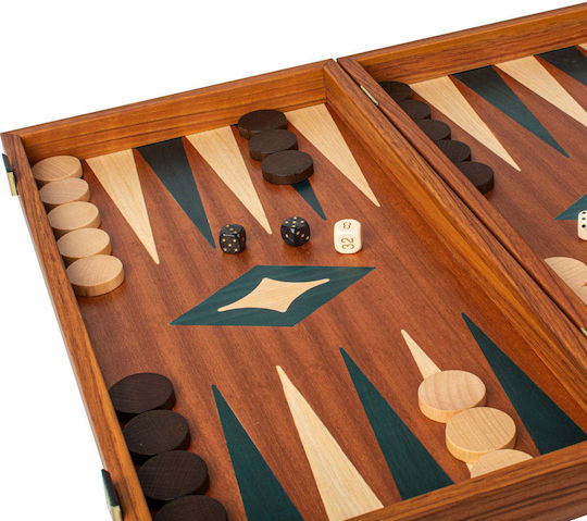 Manopoulos Mahogany Handmade Backgammon Wooden with Checkers 48x48cm