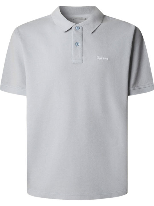 Polo Herrenbluse Kurzarm Hellblau