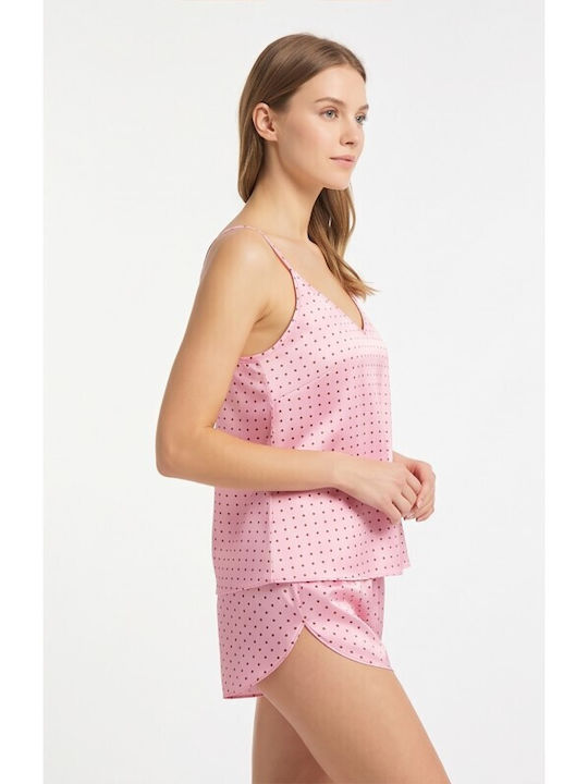 Jumelles Summer Babydoll Pink With Brown Polka Dots