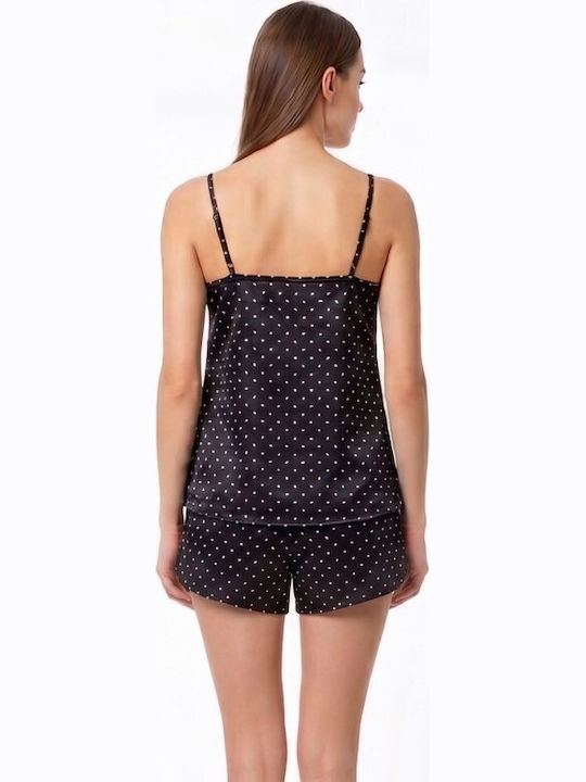 Jumelles Sommer Babydoll Schwarz Mit Weißem Punkte