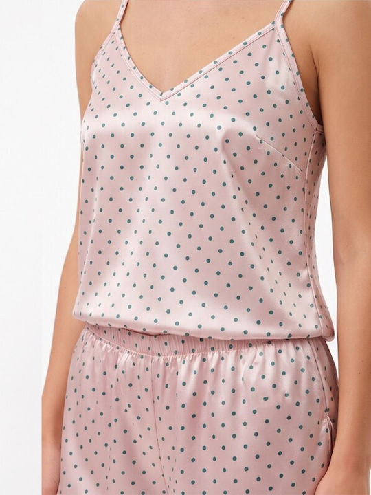 Jumelles Babydoll Roz Cu Gri Cu Buline Vară