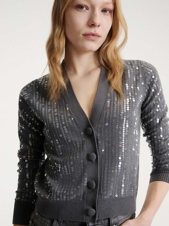 Women's Knitted Cardigan with Buttons Grey