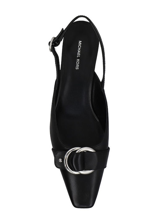 Leather Heels with Low Heel Black