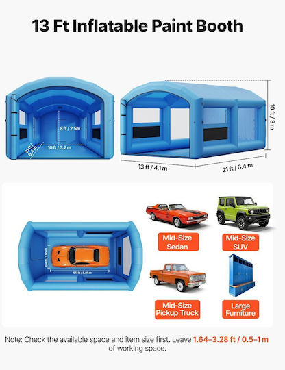 Vevor Lackierkabine mit Gebläsen 6,4 X 4,1 X 3 M