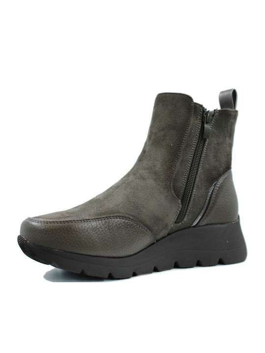 Suede Women's Chelsea Ankle Boots Khaki
