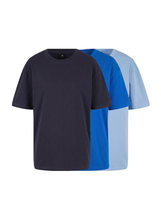 Oversized Jersey T-shirt 3er-Pack Navy+Cobaltblau+Puderblau