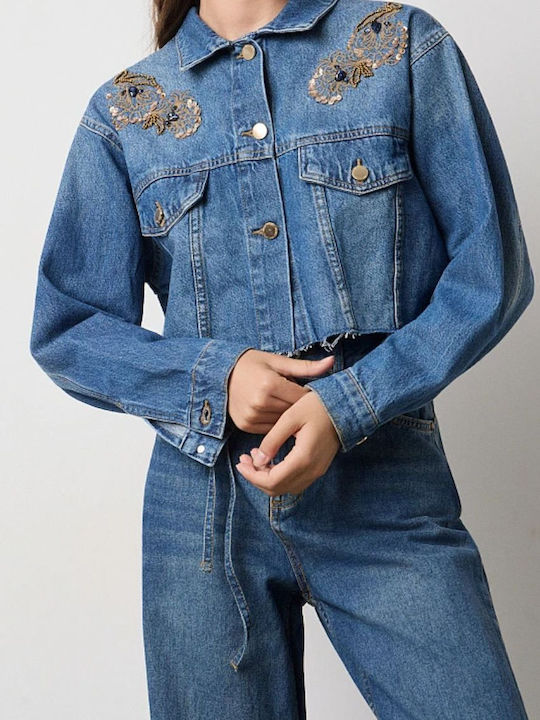 Jachetă Dama Din Denim Albastru