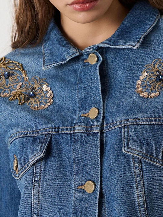 Jachetă Dama Din Denim Albastru