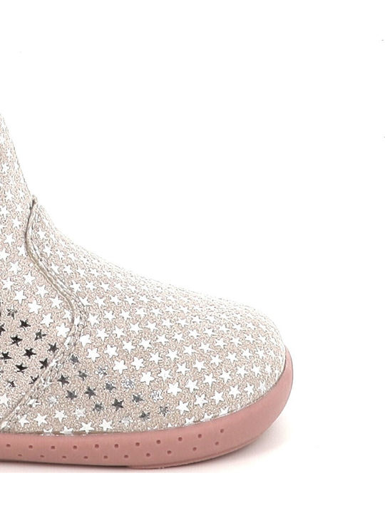 Leder Kinderstiefel Barfuß mit Reissverschluss Silber
