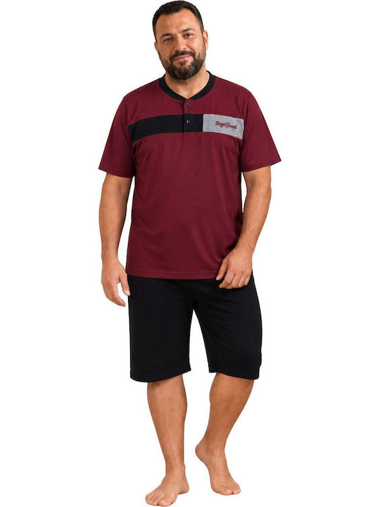 Rimoli Plus Size Summer Men's Cotton Pyjamas Burgundy