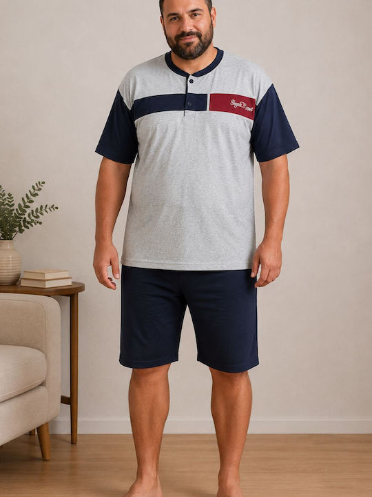Rimoli Plus Size Summer Men's Cotton Pyjamas Grey