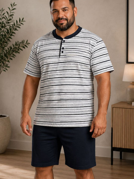 Rimoli Plus Size Summer Men's Cotton Pyjamas Grey