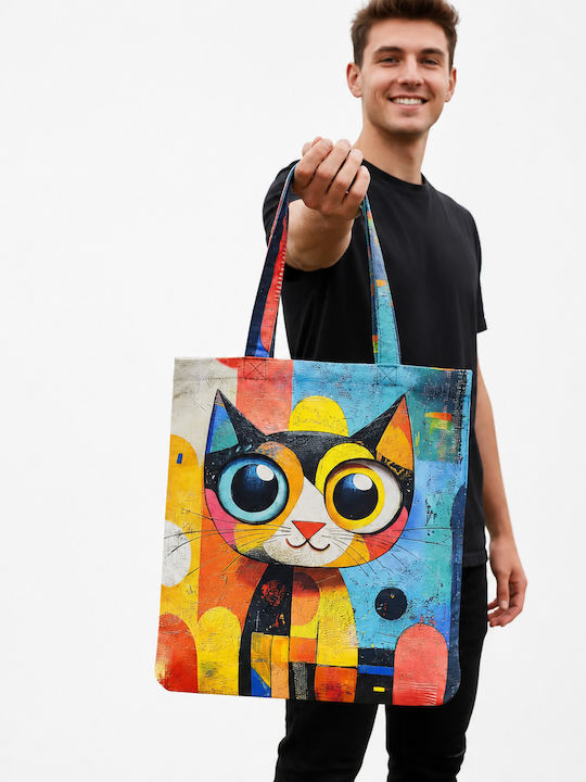 Inspiral Tree Tote Einkaufstasche Schulter Baumwollstoff Mehrfarbiges Kätzchen