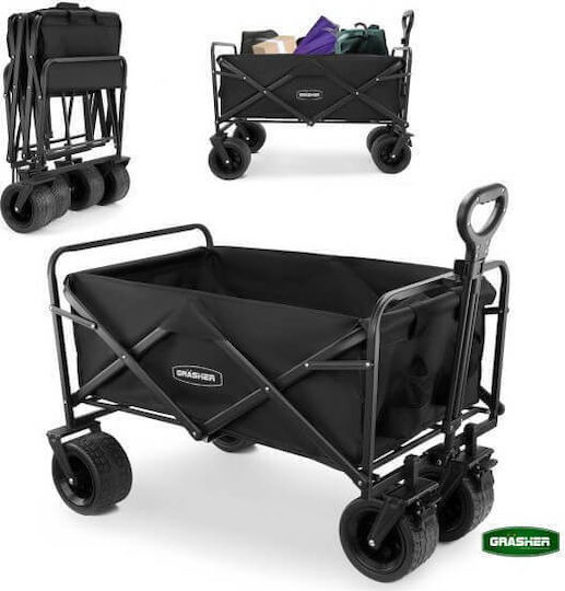 Grasher Collapsible Transport Trolley FT1560 For Load Up To 150kg In Black Color