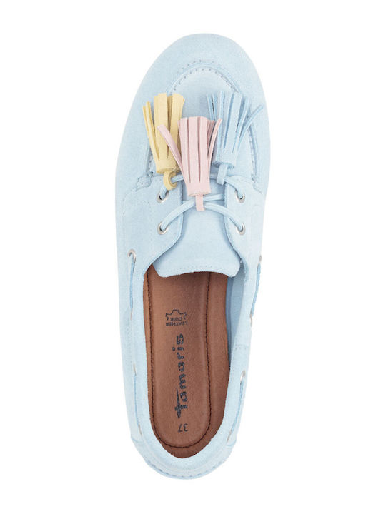 Leather Women's Loafers in Light Blue
