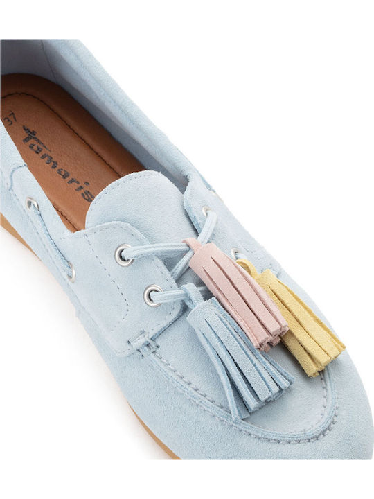 Leather Women's Loafers in Light Blue