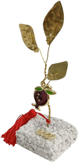 Kalliopi Silver Tabletop New Year's Lucky Charm Pomegranate Bronze Stone 2027 5x5cm