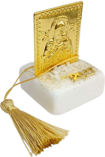 Kalliopi Silver Tabletop New Year's Lucky Charm Gold Stone 2027 5x8cm