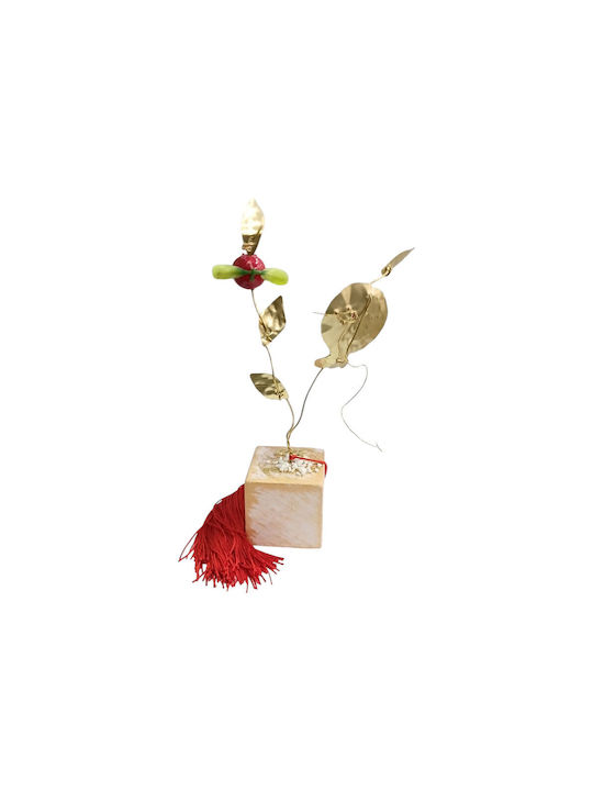 Kalliopi Silver Tabletop New Year's Lucky Charm Bronze Pomegranate Made of Metal 2027 5x5cm