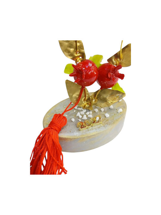 Kalliopi Silver Tabletop New Year's Lucky Charm Pomegranate Grey Stone 2027 6x8cm