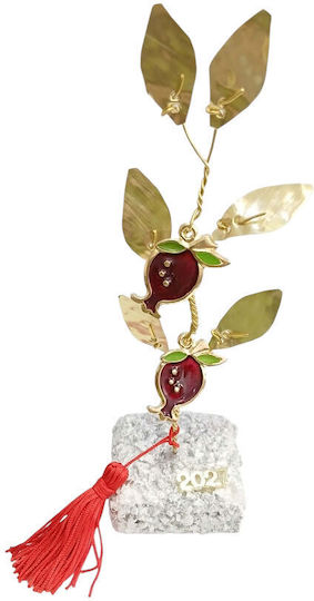Kalliopi Silver Επιτραπέζιο Γούρι Ρόδι Μπρούτζινο από Πέτρα 2027 5x5cm