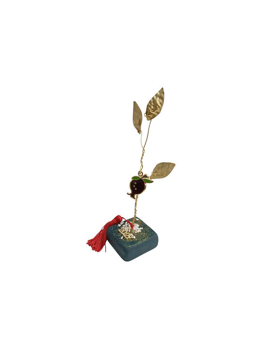 Kalliopi Silver Tabletop New Year's Lucky Charm Green Pomegranate Made of Stone 2027 5x5cm
