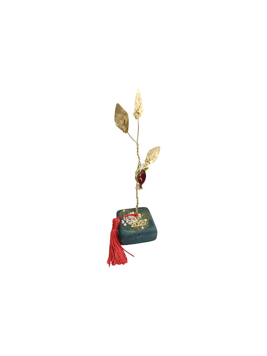Kalliopi Silver Tabletop New Year's Lucky Charm Green Pomegranate Made of Stone 2027 5x5cm