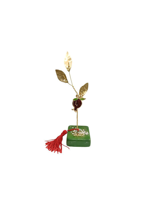Kalliopi Silver Tabletop New Year's Lucky Charm Green Pomegranate Made of Stone 2027 5x5cm