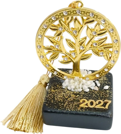 Kalliopi Silver Χειροποίητο Επιτραπέζιο Γούρι Δεντράκι Μαύρο από Πέτρα 2027 5x9cm