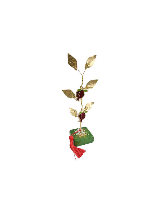 Kalliopi Silver Tabletop New Year's Lucky Charm Green Pomegranate Made of Stone 2027 5x5cm