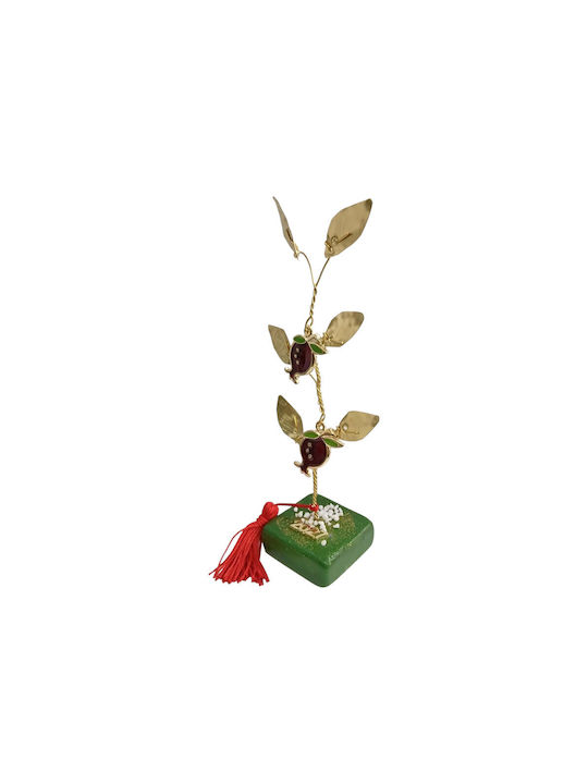 Kalliopi Silver Tabletop New Year's Lucky Charm Green Pomegranate Made of Stone 2027 5x5cm