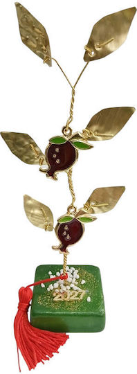 Kalliopi Silver Tabletop New Year's Lucky Charm Green Pomegranate Made of Stone 2027 5x5cm