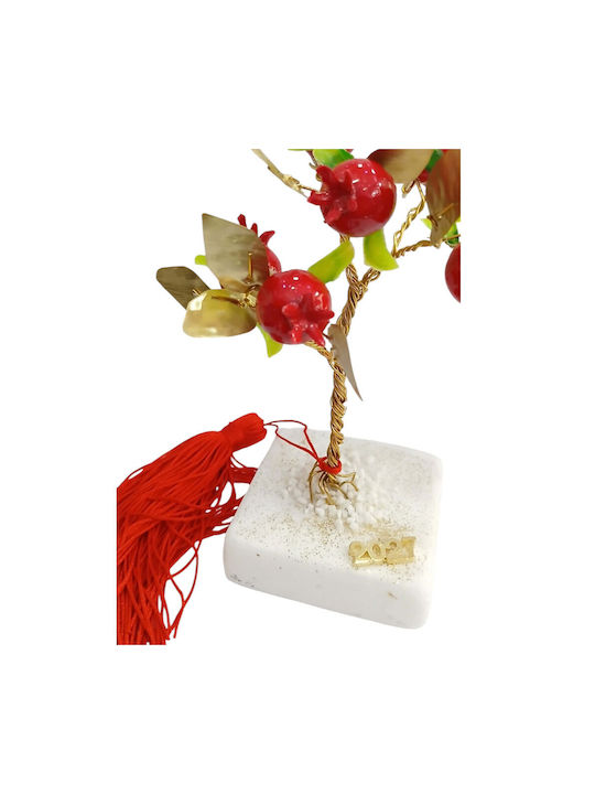 Kalliopi Silver Tabletop New Year's Lucky Charm Pomegranate Bronze Stone 2027 7x7cm