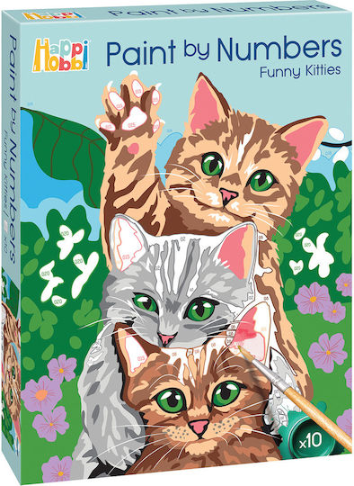 HappiHobbi Рисуване Paint By Numbers Забавни Котета за Деца 7+ Години
