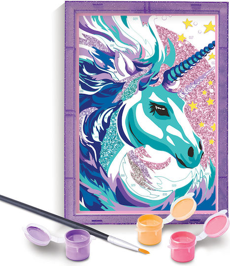 HappiHobbi Рисуване Paint By Numbers Приказен Еднорог за Деца 7+ Години