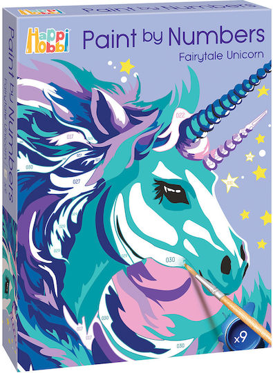 HappiHobbi Рисуване Paint By Numbers Приказен Еднорог за Деца 7+ Години