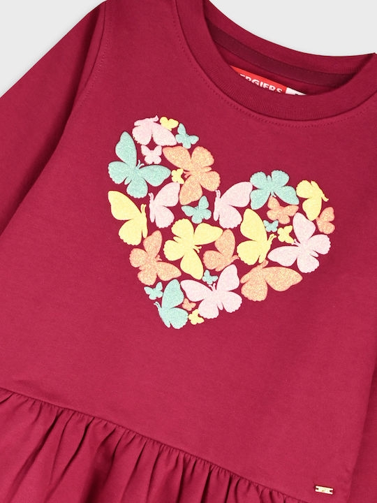 Kinderkleid Mädchenkleider Langärmelig Fuchsie