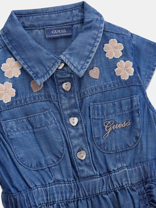 Kinderkleid Kurzärmelig Denim Set mit Slip Slub Denim
