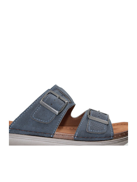 Leder Herrensandalen in Blau Farbe