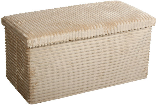Collapsible Bench Stool With Storage Space Beige 76x38x38cm