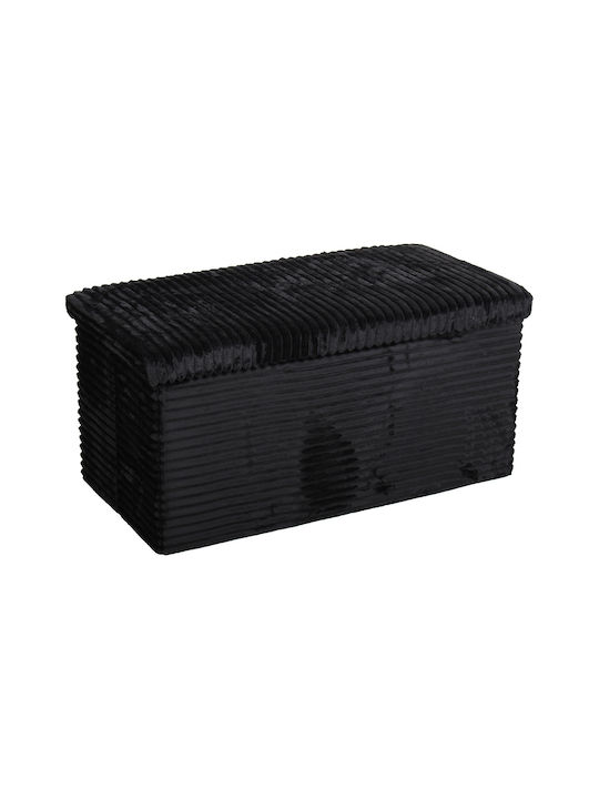 Bankhocker Bett Klappbar mit Stauraum Bezug Stoff Schwarz 76x38x38cm