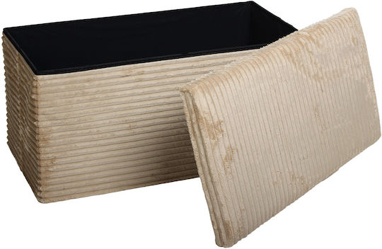 Collapsible Bench Stool With Storage Space Upholstered In Beige Fabric 76x38x38cm