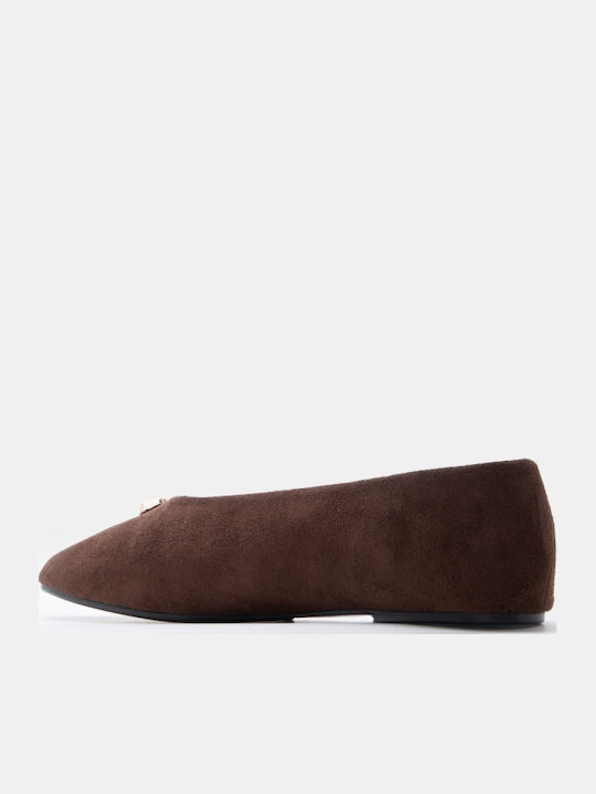 Damen Ballerinas Spitz zulaufend Braune