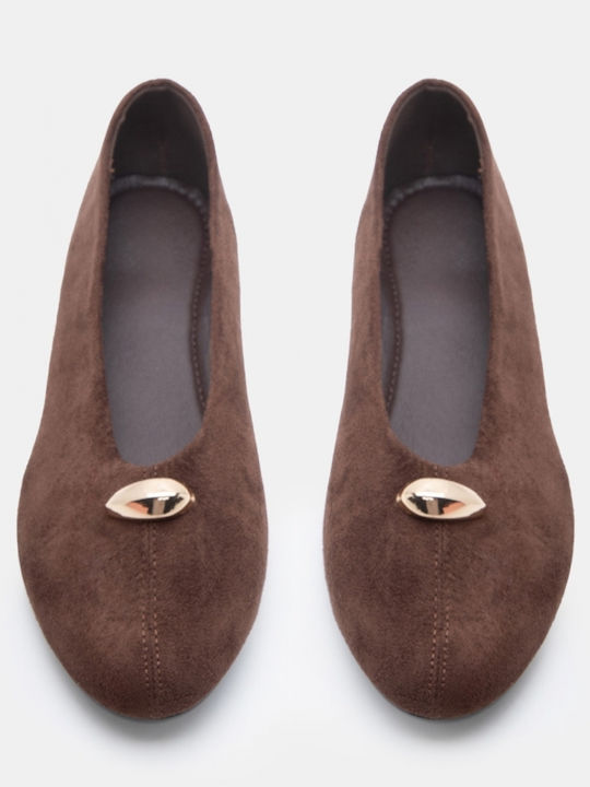 Damen Ballerinas Spitz zulaufend Braune