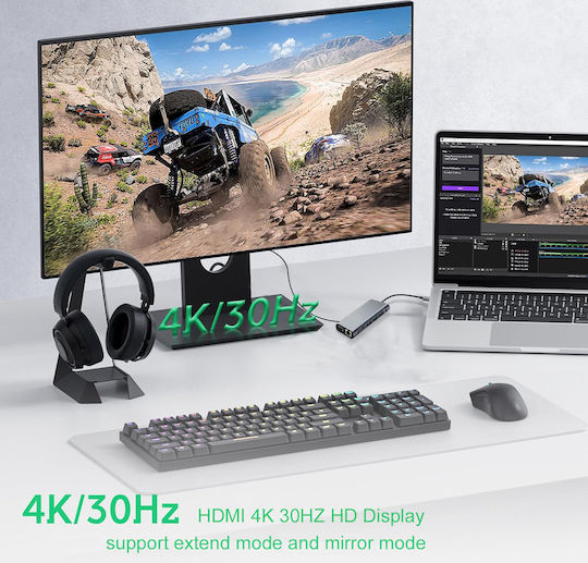 Dahua USB-C Docking Station with HDMI 4K PD Ethernet Grey (da11in1)