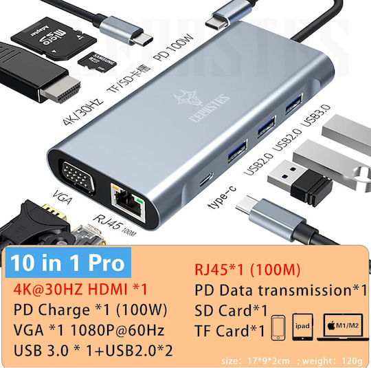 Dahua USB-C Docking Station with HDMI 4K PD Ethernet Grey (da11in1)