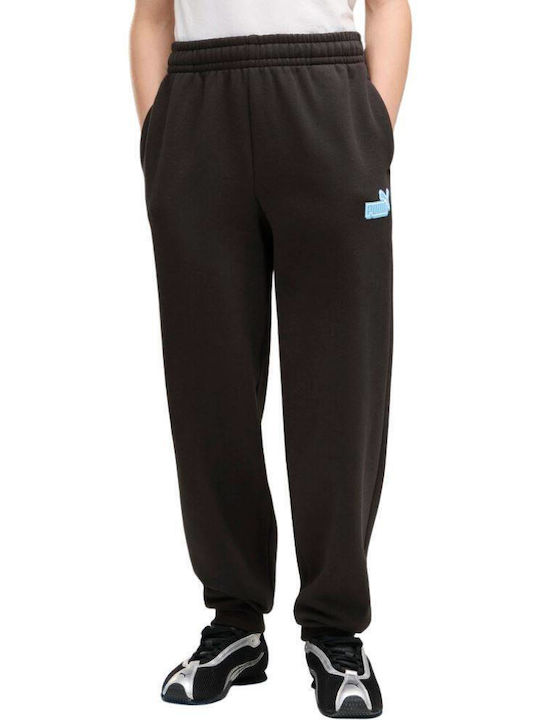 Kids Black Sweatpants Essentials Logo